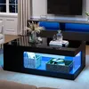 Table basse 50 x 100 x 35 cm, noir brillant, ensemble de Voir les images du produit 4