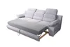 A gray sofa bed is shown with the bed pulled out. Produktbild-Vorschau