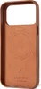The back of a brown leather phone case is shown. Voir les images du produit