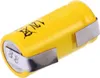 A close-up shot of a single yellow battery with silver metal contacts. Produktbild-Vorschau