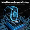 Close-up of a futuristic Bluetooth chip and earbud with glowing blue circuit lines. Produktbild-Vorschau