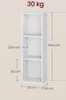 A diagram showing the dimensions of a white shelving unit. Produktbild-Vorschau