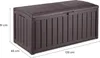 A brown storage box with dimensions indicated by lines and text. Podgląd zdjęcia produktu