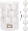 A clear, well-lit product shot of white Christmas ornaments in a clear plastic container, with additional ornaments displayed to the right. Náhľad obrázku produktu