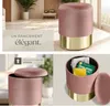 Pouf coffre de rangement aspect velours SARINA - rose Voir les images du produit 5