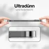 A phone case is shown being held by two hands, with a close-up view of its side profile and a magnified view of its edge. Produktbild-Vorschau