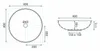Technical drawing of a washbasin with dimensions. Náhled obrázku produktu
