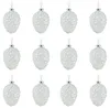 Christbaumschmuck Zapfen 10cm Glas mit Perlen 12er Set Weiß Produktbild-Vorschau 2