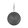 A top-down view of a stainless steel frying pan with a honeycomb pattern on the inside. Podgląd zdjęcia produktu