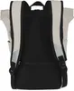 The back of a beige backpack with black accents. Voir les images du produit