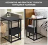 Collage showing a black side table next to a sofa and a bed. Náhľad obrázku produktu