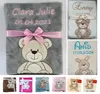 Personalisierte Babydecke 75x100 cm mit Namen & Datum – Produktbild-Vorschau 1