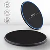 A black wireless charger is shown in two perspectives, with icons indicating compatible devices. Produktbild-Vorschau