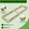 An unassembled wooden raised garden bed kit with assembly instructions and feature callouts. Podgląd zdjęcia produktu