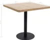A square bistrot table with a light brown top and a black pedestal base, shown against a white background with dimensions indicated. Anteprima dell’immagine prodotto