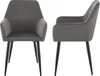 Two dark gray velvet chairs with black legs are shown from different angles against a white background. Voir les images du produit