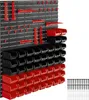 A wall-mounted storage system with multiple bins and hooks. Náhled obrázku produktu