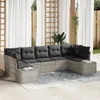 Gartensofa-set mit Kissen 7 pcs Hellgrau Poly-Rattan Produktbild-Vorschau 2