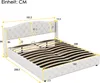 A diagram of a white bed frame with dimensions indicated by measurement lines and numbers. Produktbild-Vorschau