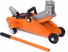 An orange hydraulic low-profile car jack with a separate handle, presented on a white background. Voir les images du produit