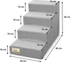 A gray, four-step pet stair with dimensions labeled. Náhled obrázku produktu