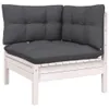 6-tlg. Garten-Lounge-Set mit Kissen Weiß Kiefernholz Produktbild-Vorschau 4