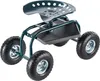 A dark green garden seat with four wheels and a storage compartment underneath. Podgląd zdjęcia produktu