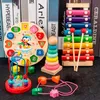 Drevené hračky edukačný set 5v1 xylofón hodiny labyrint pre Náhľad obrázku produktu 4