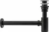 A black bathroom sink drain assembly with a bottle trap and a pop-up drain. Produktbild-Vorschau