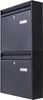 A black, two-compartment mailbox mounted on a wall. Produktbild-Vorschau