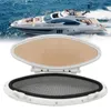 A yacht sailing on the ocean above a close-up of an open boat porthole with a screen. Anteprima dell’immagine prodotto