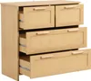 A wooden chest of drawers with four drawers, two on top and two larger ones below. The drawer fronts have a woven cane insert. Náhled obrázku produktu