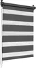A close-up, studio shot of a grey and white striped roller blind. Produktbild-Vorschau