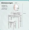 Schminktisch mit dimmbarer Beleuchtung & Hocker, Produktbild-Vorschau 8