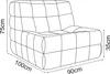 A line drawing of a floor chair with dimensions indicated by text and lines. Náhled obrázku produktu
