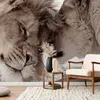 Vlies Fototapete - Lion Tenderness (Sepia) 400x280 cm Tiere Produktbild-Vorschau 1
