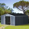 Outsunny Gerätehaus Metall Kohlegrau L340 x B386 x H200 cm Produktbild-Vorschau 2