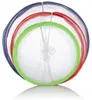 Three food covers of different sizes nested together, with colored rims. Produktbild-Vorschau
