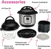 An Instant Pot Duo Crisp Multikocher with various accessories laid out around it. Produktbild-Vorschau