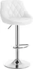 A white bar stool with a chrome base and adjustable height. Produktbild-Vorschau