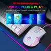 A gaming keyboard and mouse with RGB lighting, showcasing compatibility with various Windows versions. Produktbild-Vorschau