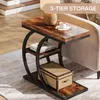 60 cm 3-stöckiger Beistelltisch, C-Form Industriedesign Produktbild-Vorschau 5