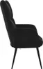 A side view of a black velvet armchair. Voir les images du produit