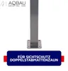 A close-up of a metal post base with a dark blue overlay containing text. Podgląd zdjęcia produktu