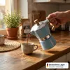 Espressokocher 3 Tassen Aluminium Blau Mokkakanne Produktbild-Vorschau 6