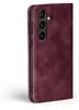 A close-up side view of a burgundy flip phone case for a Samsung Galaxy S23 FE. Produktbild-Vorschau