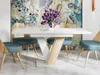 A dining table and chairs set in a dining room with a decorative wallpaper. Anteprima dell’immagine prodotto