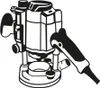 A black and white illustration of a Bosch router attachment. Produktbild-Vorschau
