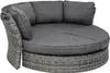 A round, grey outdoor daybed with cushions and a woven base, shown from a slightly elevated angle against a white background. Produktbild-Vorschau