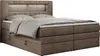 A brown boxspring bed with a padded headboard and integrated LED lighting, shown against a white background. Produktbild-Vorschau
